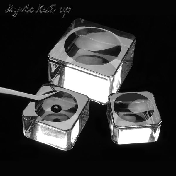 

false eyelashes square crystal glass gasket eyelash stand glue pad 4 size holder adhesive pallet paste makeup tool