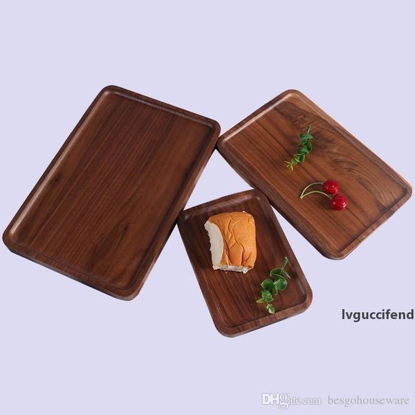 

kitchen wood fruit vegetable plates rectangle black walnut delicate bread cake dishes multi size tea food pizza snack trays bh1606 tqq