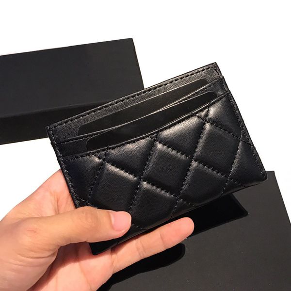 

Women lambskin luxury Card Holder real leather designer top quality Female mini short caviar brand Credit Card Case