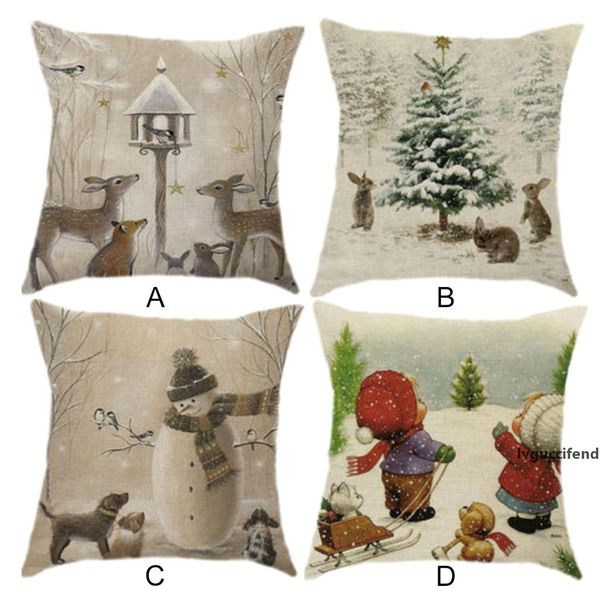 

nordic minimalist style pillowcase merry christmas linen pillowcase sofa pad set home decoration 18x18 inch t3