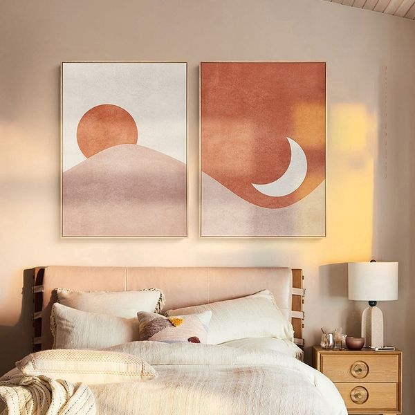 

morandi the sun and the moon canvas painting nordic wall art posters & prints minimalist picture for living room bedroom decor