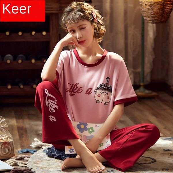 

fsqch chun кир летние пижамы хлопка женщин хлопка-проложенный одежды брюки хлопка-проложенный одежды с короткими рукавами брюки пуловеры вяз, Blue;red