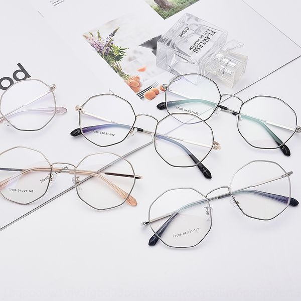 

new polygon artistic metal myopia glasses female ultra light students myopia glasses male t7086, Silver