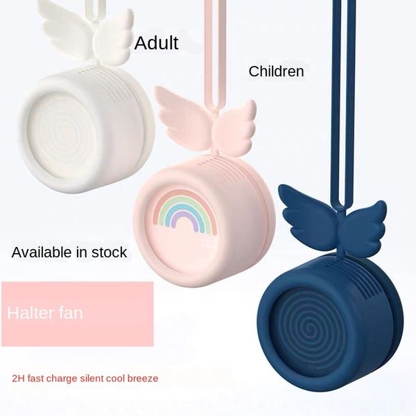 

nzd1x little angel neck portable type electric vaneless fan lazy sports usb charging cartoon all-match portable leafless mini convenient ele, Silver