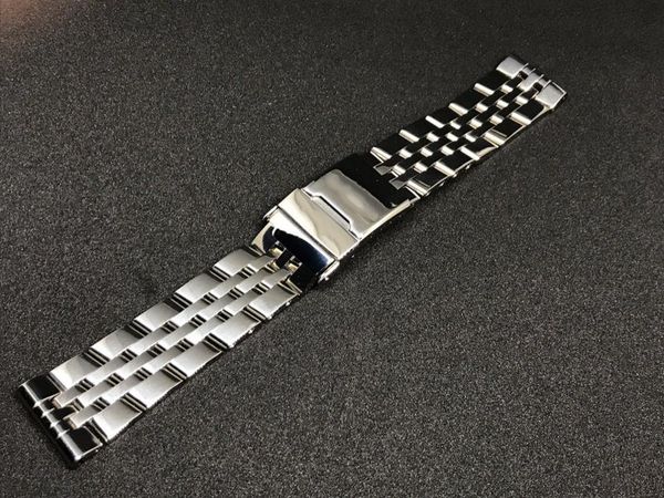 

22 24mm silver two tone gold stainless steel wrist strap watch belt watch band strap, Black;brown