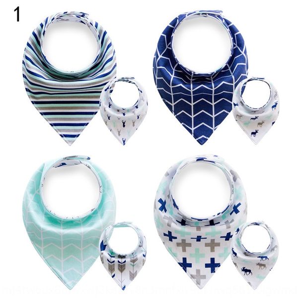 

new baby triangle pure cotton triangle saliva towel button waterproof double-sided printing saliva towel bib baby anti-dirty bib