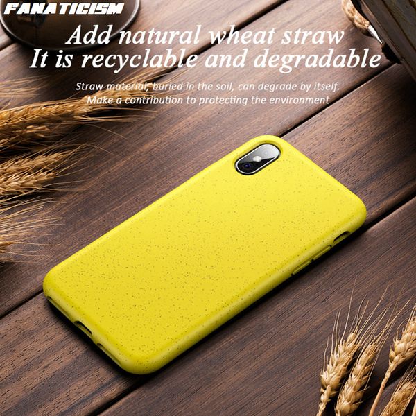 

eco-friendly mobile phone case degradable wheat straw protector cover for iphone xr x xs max 6s 7 8 plus 7plus 6plus case