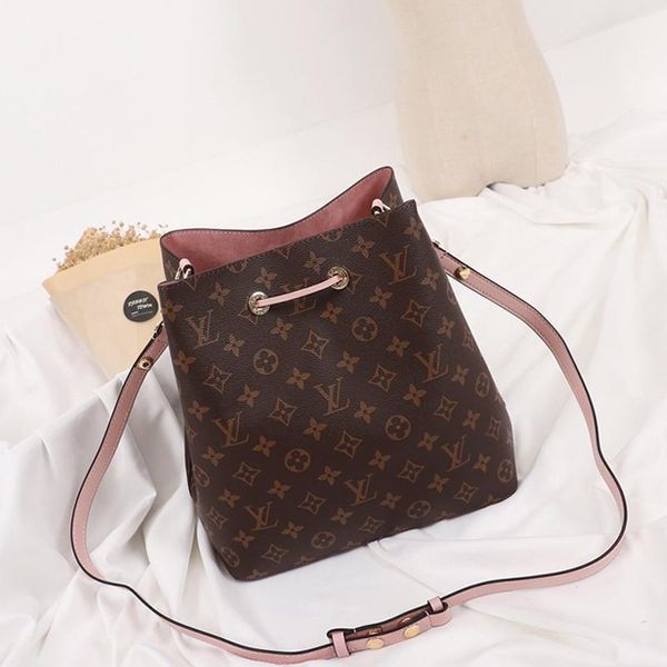 

fast delivery womens bags vintage style leather bucket bag handbag drawstring lady shoulder bags messenger crossbody bags sale