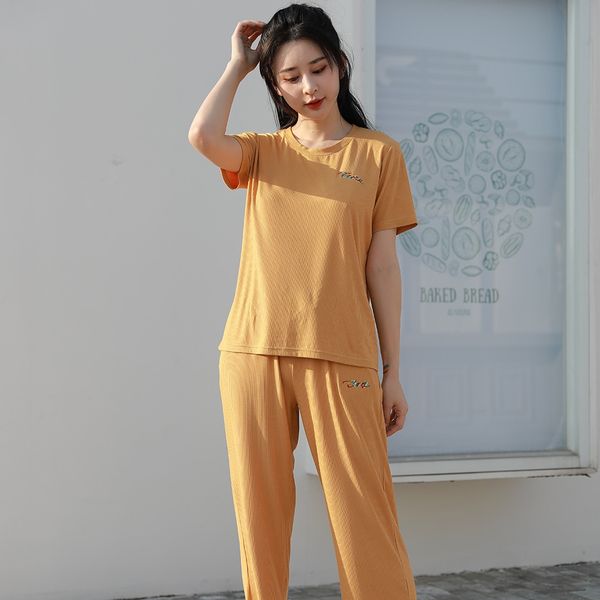 

2020 new swan cool pants women's casual t-shirt suit round neck short sleeve t-shirt straight pants loose two-piece suit, Gray