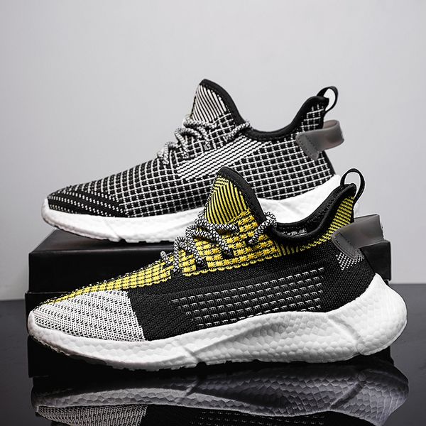 

новые мужчины кроссовки дышащая сетка кроссовки для мужчин прокладочные на открытом воздухе тренеры человек легкоатлетических спорт кроссово, Black