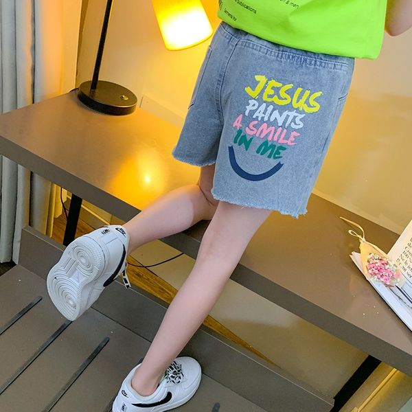 

girls' denim shorts 2020 summer dress shorts pants girls' western style thin children's all-match children's pants, Blue