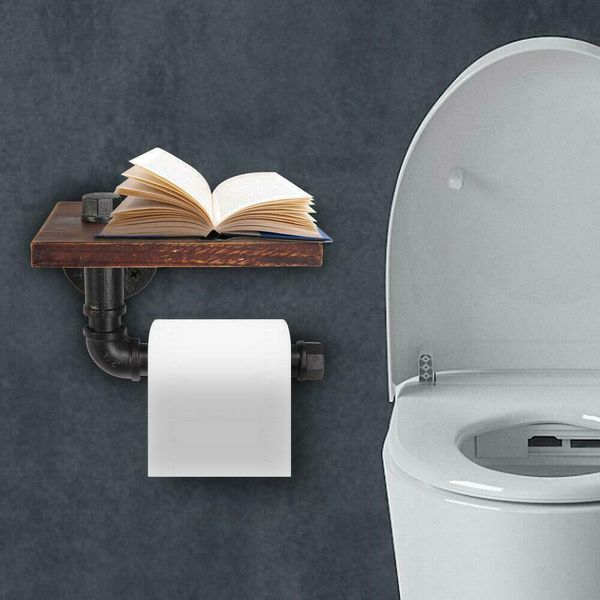 

wall mount bathroom toilet paper holder with phone storage shelf