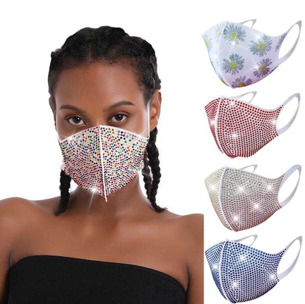 

colorful sequin mask white ladies glass diamond rhinestone masks fashionista nightclub party personality designer face masks 6 colors