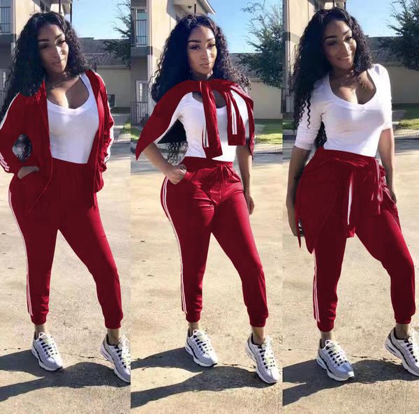 

womens designer tracksuits fashion cardigan pencil pants 2pcs sets with zipper casual hooded womens two piece suits, White