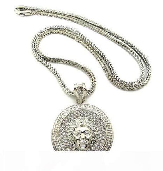 

2020 mens hip hop long necklace jewelry mens 14k gold chains necklace diamond pece pendant statement necklaces women, Silver