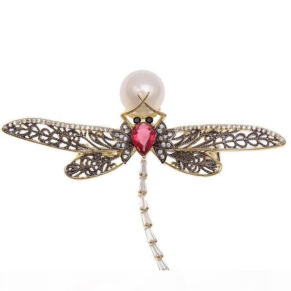 

2019 new retro brooch korean version of high-end women's pearls set with zircon brooch pin temperament ladies jacket sweater accessorie, Gray