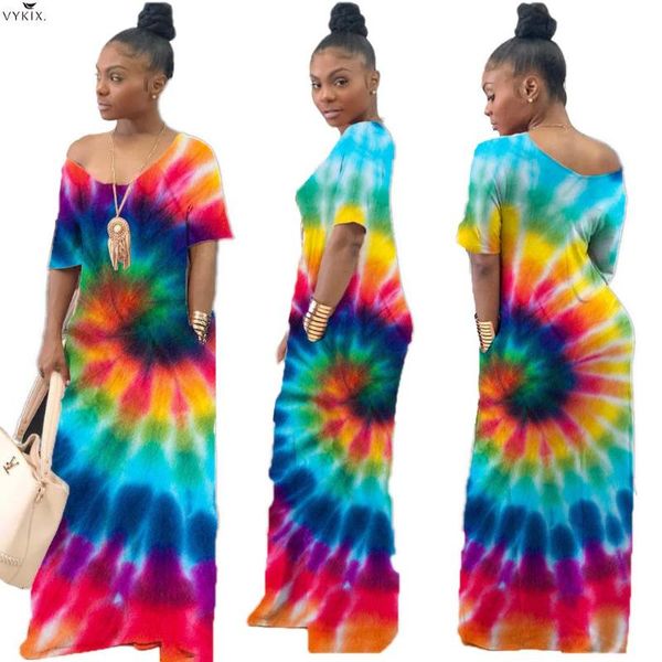 

new korean summer women tie dye black hole print off shoulder maxi dress beach holiday streetwear short sleeve long slim dresses, Black;gray