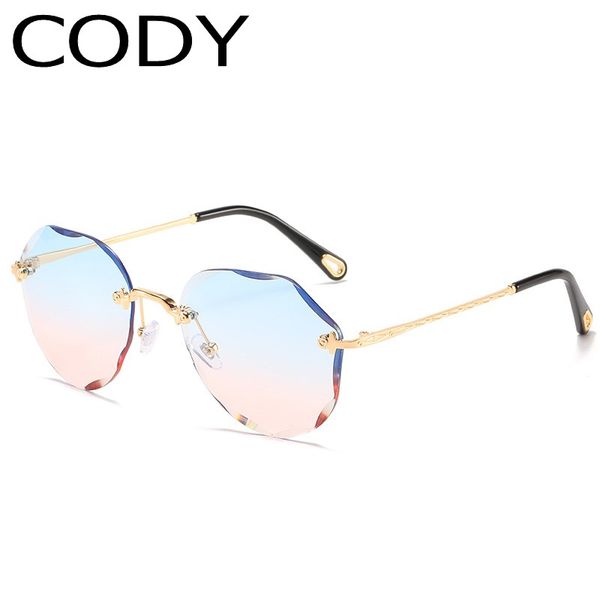 

q5505 rimless sunglasses women design sun glasses men lady alloy frame glasses uv400 eyeglasses, White;black