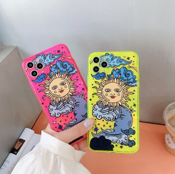 

sun face fluorescence phone case for iphone 11 pro max x xr xs max case for iphone 8 7 plus back cover fashion luxury soft case