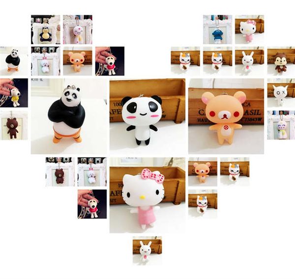 

epacket dhl cartoon cute animal doll key chain creative couple key chain dakr048 mix order key chain keychain, Slivery;golden