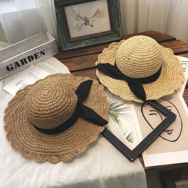 

female summer straw sunscreen korean style all-match sun straw hat hipster beach sunscreen beach hat summer travel, Yellow