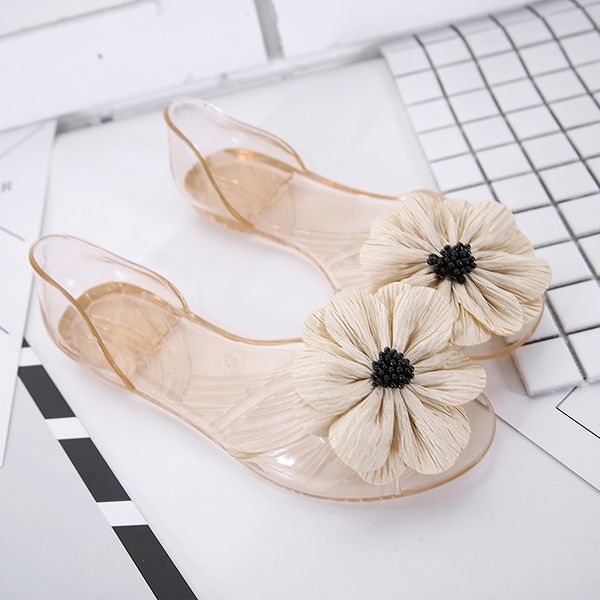

summer new bohemian beach sandals flowers fish mouth jelly fashion shoes, Black