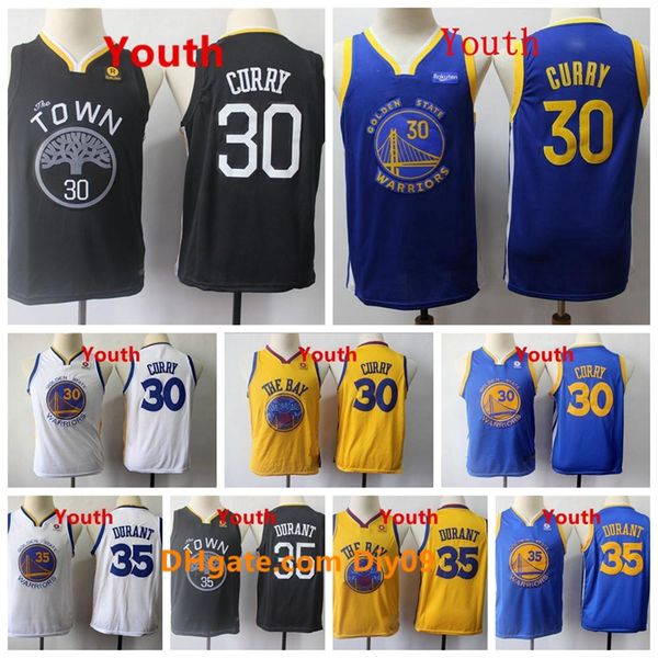 

kids stephen 30 curry golden state warriors jersey authentic stitched 35 kevin durant black blue vintage youth basketball jerseys, Black;red