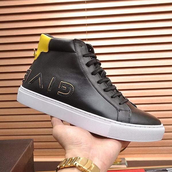 

new arrival men shoes fashion outdoor walking shoes high sneakers lace -up plus size casual men shoes boots with origin box, Black