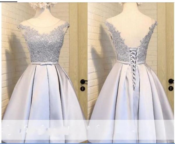 

sheer scoop mini cocktail party dresses lace appliques backless lace-up princess homecoming dresses plus size custom made vestidos, Red