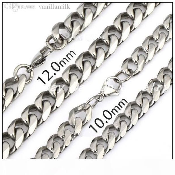 

wholesale-20-32" customized size highly polished 316l stainless steel silver curb cuban chain necklace mens boys fashion jewelry