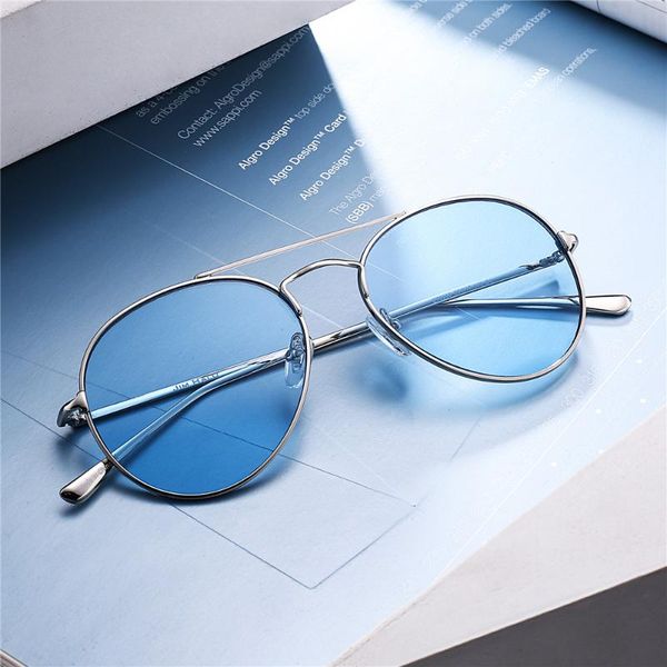

glindar candy color men women sunglasses metal frame vintage blue eyewear pilot sun glasses, White;black