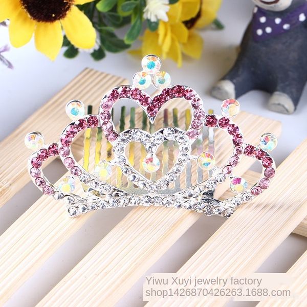 

2020 children's headwear creative gifts korean cute combed princess headwear creative gifts crown performance crown, Slivery;white