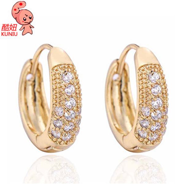 

e-shine round hoop earrings for women zircon metal material casual sporty style anniversary party occasion fashion jewelry, Golden