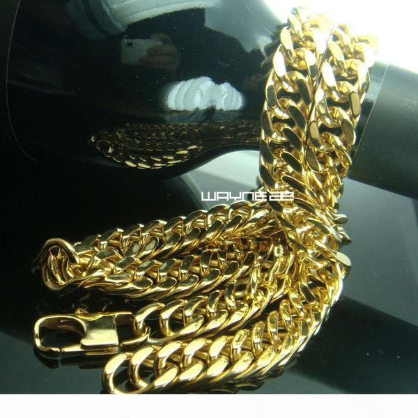 

n296-men gold tone stainless steel 60cm length 10mm width heavy necklace chain, Silver