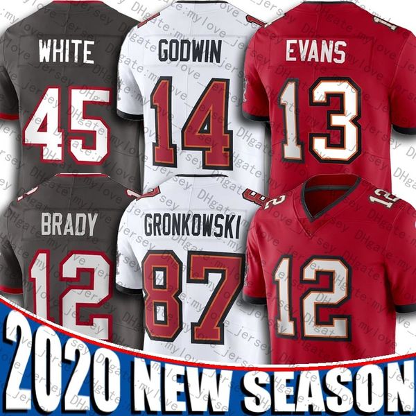 

12 tom brady jersey 87 rob gronkowski jerseys 13 mike evans jersey 14 chris godwin jerseys 45 devin white jersey football jerseys, Black;red