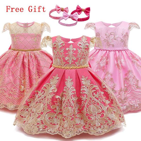 

baptism dress baby girl clothes flower ball gown 1 2 years birthday toddler girls clothing infant girls party princess costume, Red;yellow