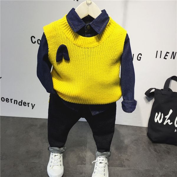 

детская одежда детская одежда жилет стиль моды осень новый корейский универсальный вязаные жилет жилет, Camo