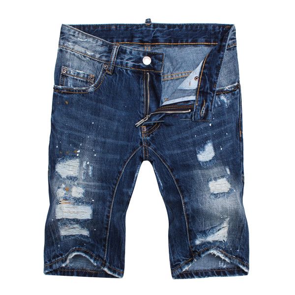 

2020 european and american men's summer new cropped jeans cropped trousers, designed by famous fashion masters, Blue