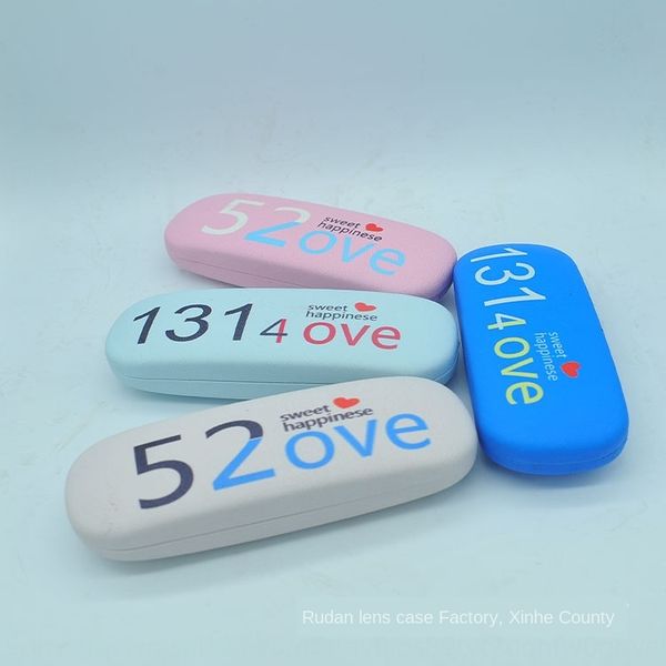 

straight high-end printed case case paint glasses box 1314 spray-painted glasses box spring open and close printable, Blue