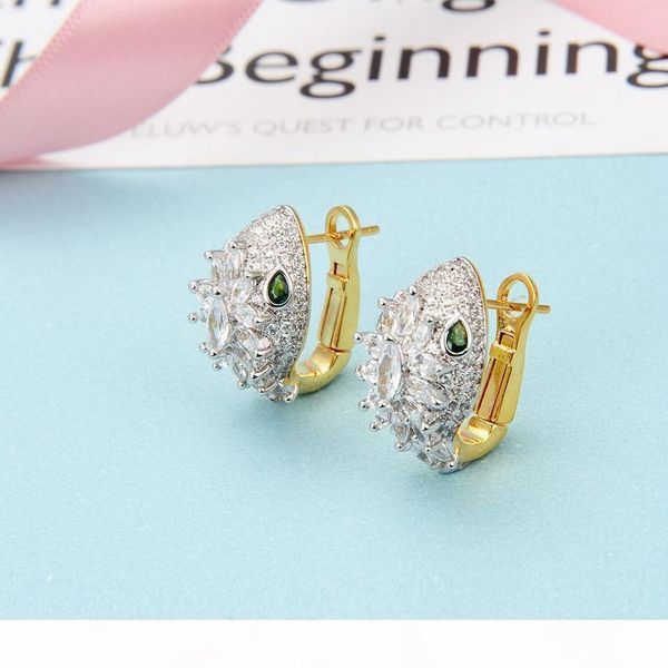 

europe fashion green red cz diamond snake earrings 18k yellow gold plated women party jewelry, Golden;silver