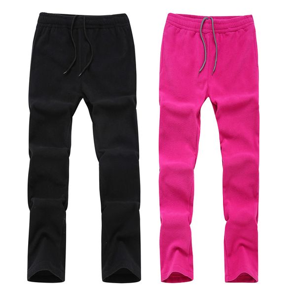 

outdoor pants men women winter polar fleece windproof thicken thermal warm trousers camping hiking skiing sports liner, Black;green