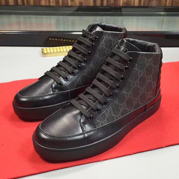 

new arrival men 's high sneaker sports mens shoes fashion soft footwears lace -up casual luxury men shoes calzado deportivo para h, Black