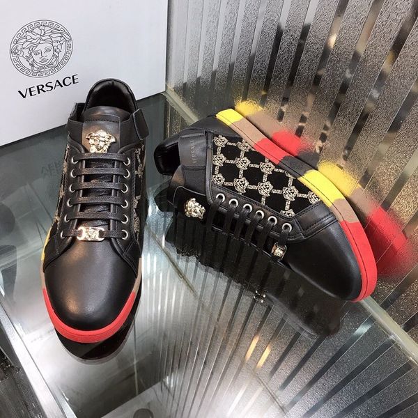 

2020 l3 mens classic casual shoes leather lace-up fashion luxury designer shoes handsome mens sneakers original box, Black
