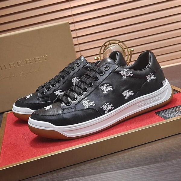 

fashion mens shoes perforated logo leather sneakers luxury sports shoes outdoor footwears zapatos de hombre mens shoes sports bvrbery style