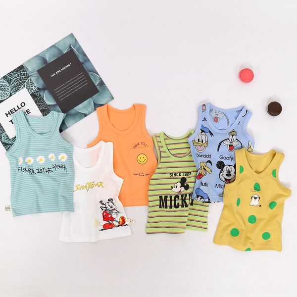 

2020 children korean cartoon thin baby vest mercerized cotton vest mercerized cotton seamless delivery, Blue