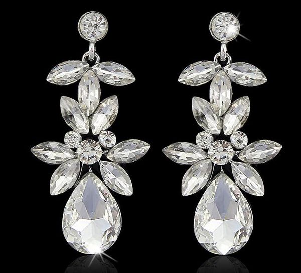 

2015 women drop earrings 18k gold shining crystal waterdrops earrings summer style fine jewelry xmas gifts dr, Silver