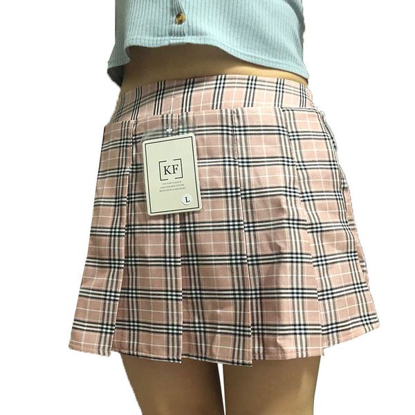 

new spring female gothic suit cat ear short sweatshirt and lace up gingham high waist skirt women two-piece set, Gray