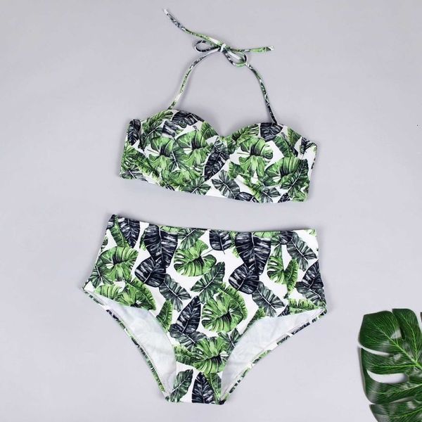 

floral print high waist swimsuit 2020 bikini push up swimwear women vintage bathing suit maillot de bain femme, White;black
