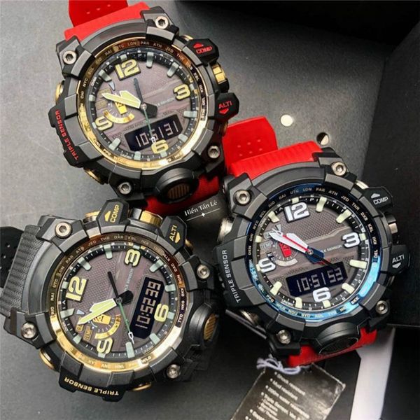 

g style dropship watches selling now led sport large dial multi-function compass thermometer outdoor mountaineering men's sports watch, Slivery;brown