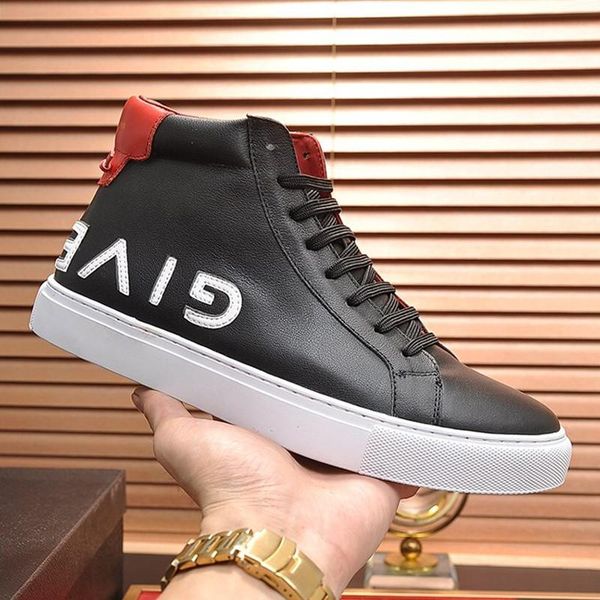 

drop ship mens shoes sports sneakers luxury fashion lace -up high casual men shoes boots calzado deportivo para hombre, Black